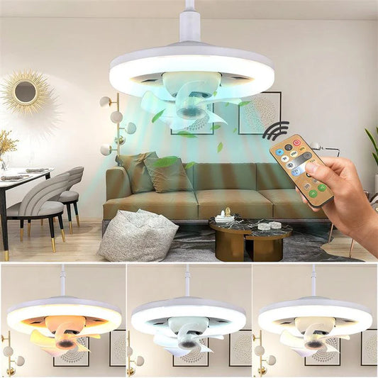 Ceiling Fan with Circular LED Lamp and Bivolt Remote Control
